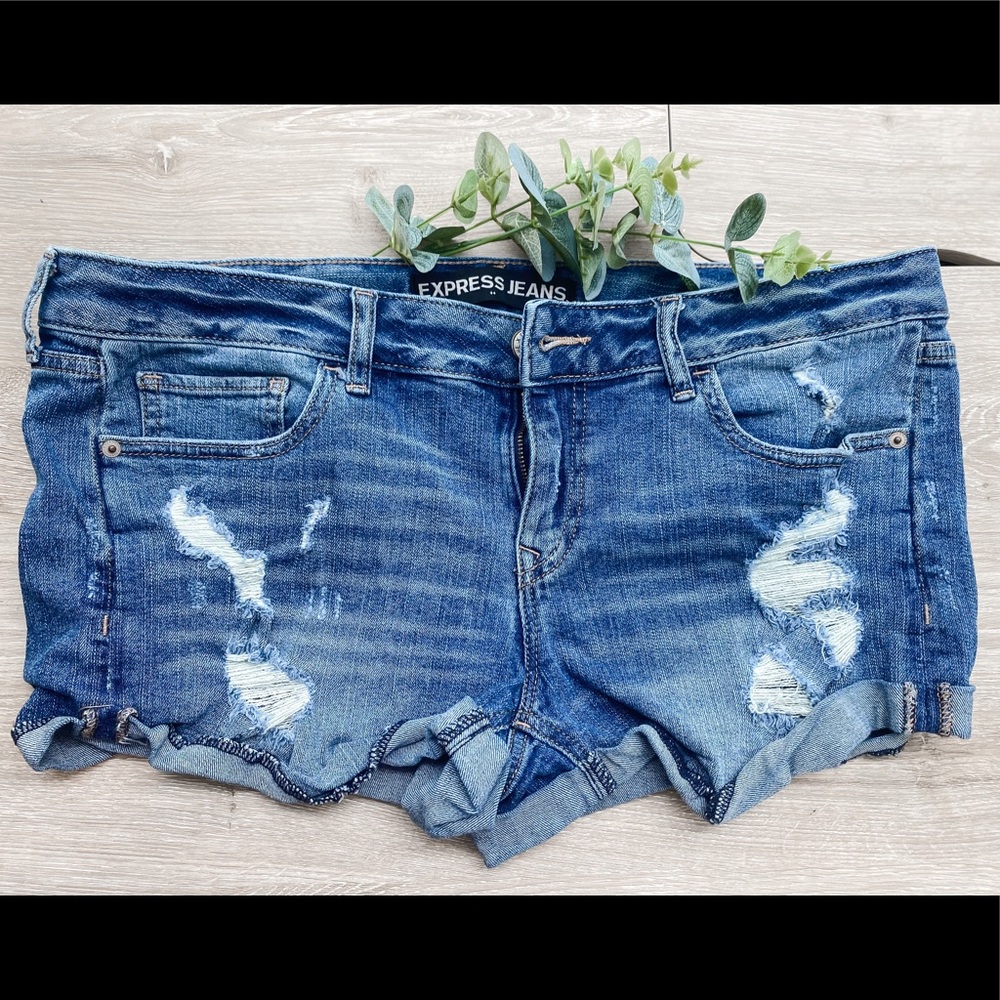 Express Ripped Cuffed Jean Shorts
